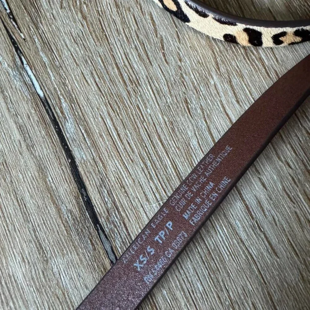 American Eagle Outfitters Leopard Genuine Leather Ponyhair Belt Womens Size XS/S